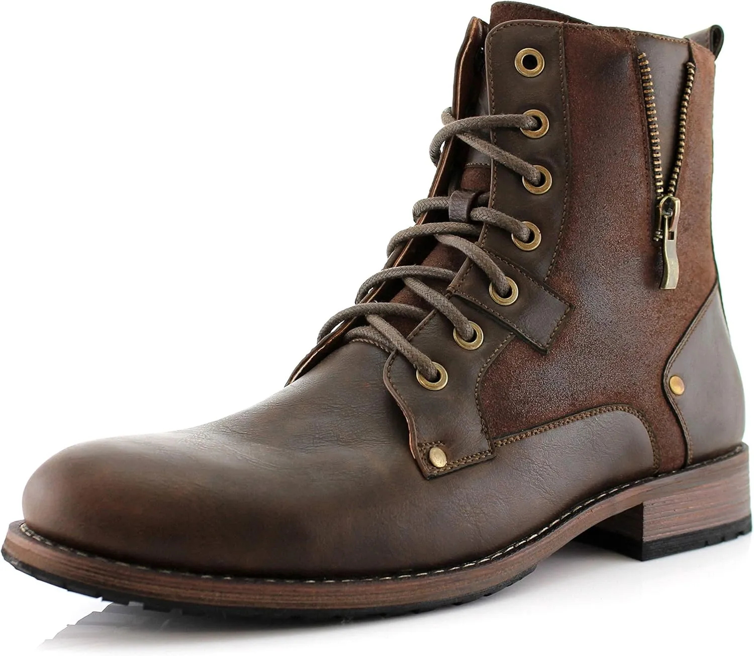 Polar Fox Mitch MPX808576 Mens Casual Cap Toe Boot Motorcycle Zipper Boots Men