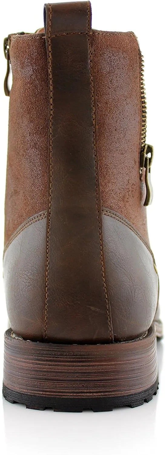 Polar Fox Mitch MPX808576 Mens Casual Cap Toe Boot Motorcycle Zipper Boots Men