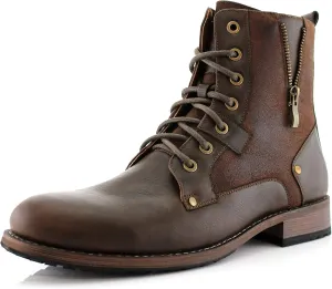 Polar Fox Mitch MPX808576 Mens Casual Cap Toe Boot Motorcycle Zipper Boots Men