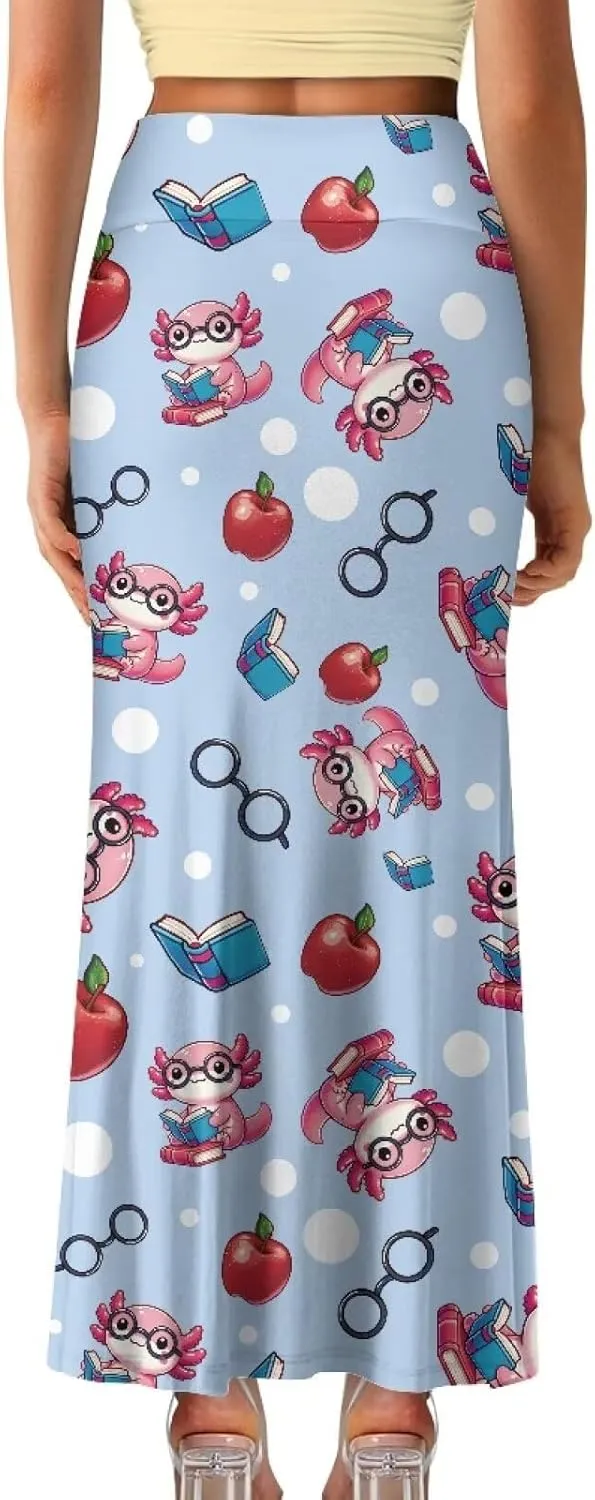 POLERO Plus Size Skirt for Women High Waist Long Maxi Flowy Skirts Zipper Trendy Casual Outfit