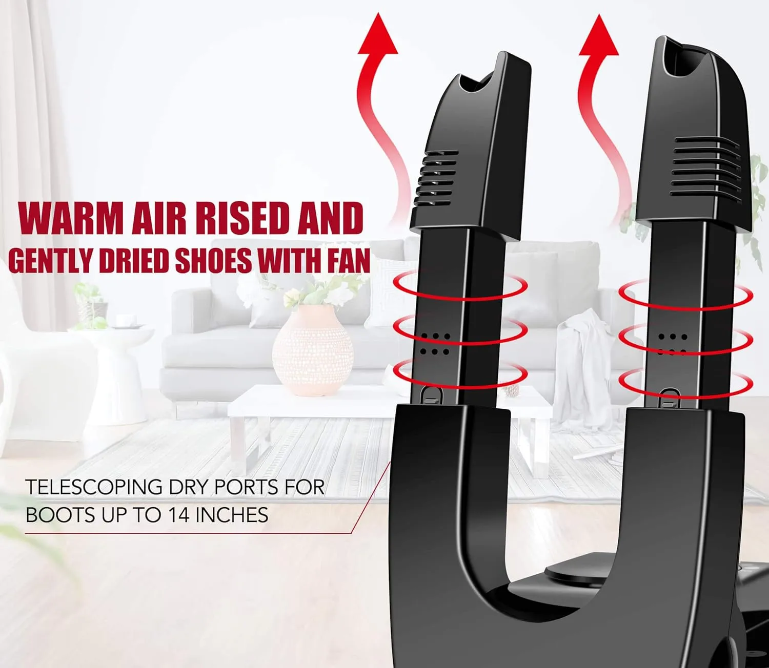 Portable Electric Shoes Boots Dryer and Warmer with Folding and Drying Adjustable Rack