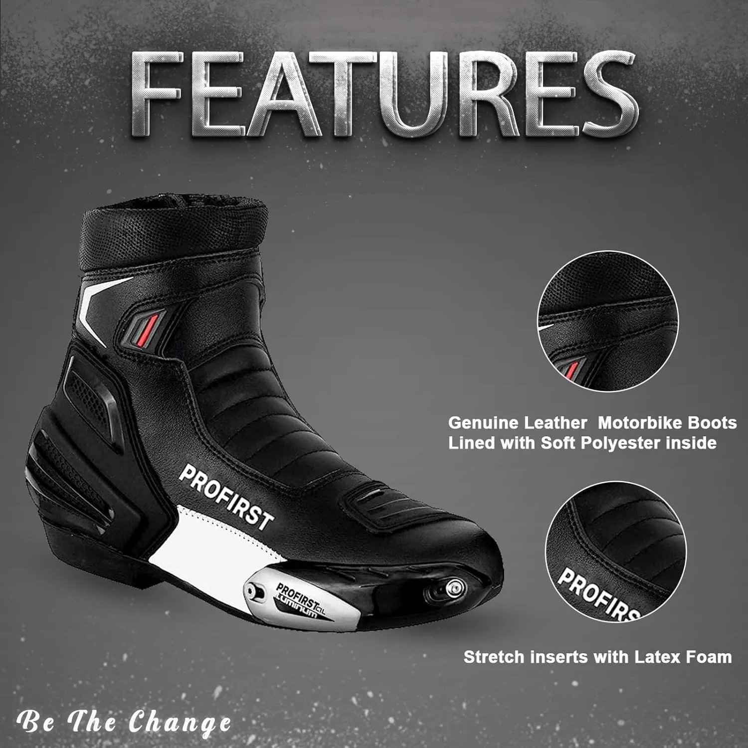 PROFIRST Waterproof Motorbike Boots Motorcycle Armoured Short Ankle Shoes Crash Protection Protective Comfortable Racing Touring Sports Safety