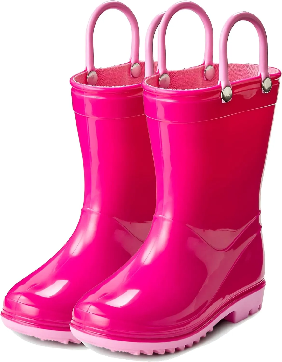 Puddle Play PVC Waterproof Rainboots - Fuchsia and Light Pink - Easy-on Size 5 Toddler