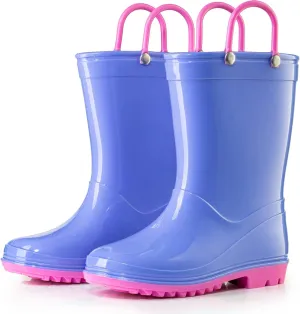 Puddle Play PVC Waterproof Rainboots - Purple and Light Pink - Easy-on Size 7 Toddler