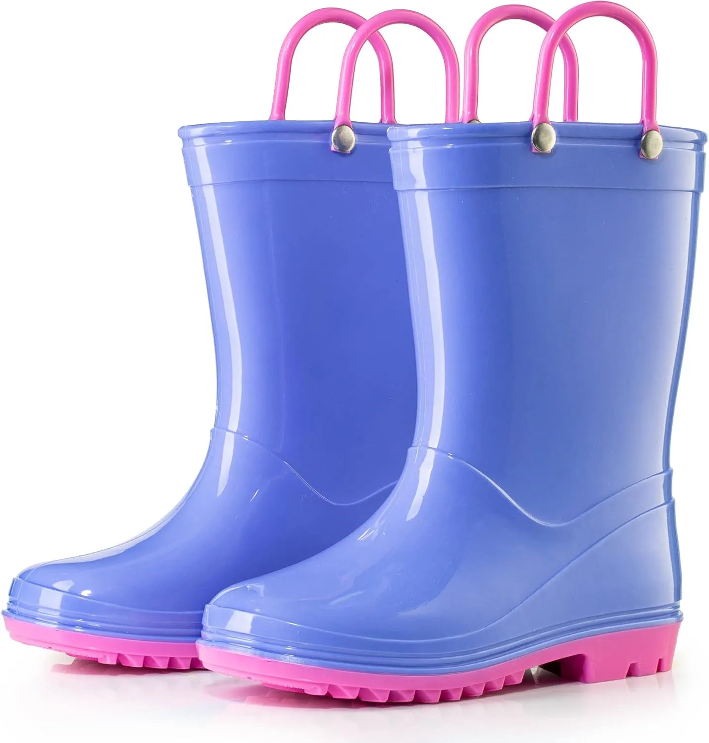 Puddle Play PVC Waterproof Rainboots - Purple and Light Pink - Easy-on Size 7 Toddler