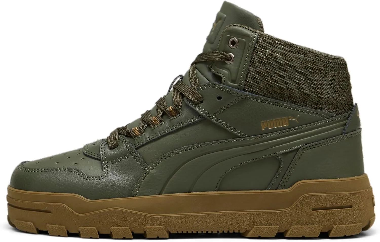 PUMA Men's Rebound Abrupt Mid Shoes, Dark Olive-Wild Willow-Bronze, 10