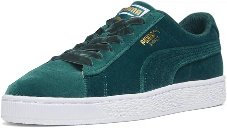 Puma Womens Basket Classic Velvet Lace Up Sneakers Shoes Casual - Green