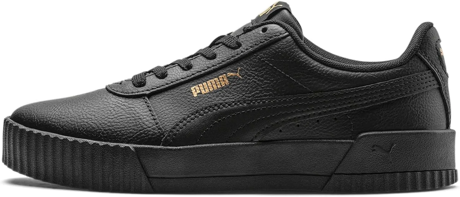 PUMA Women's Shoes Sneaker, Black Black Team Gold, 7.5