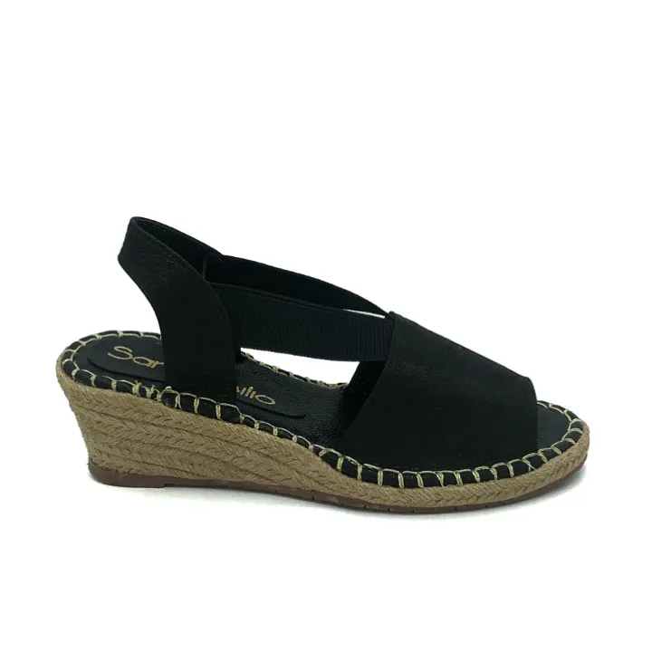 "Maribel" Leather Wedge Espadrilles