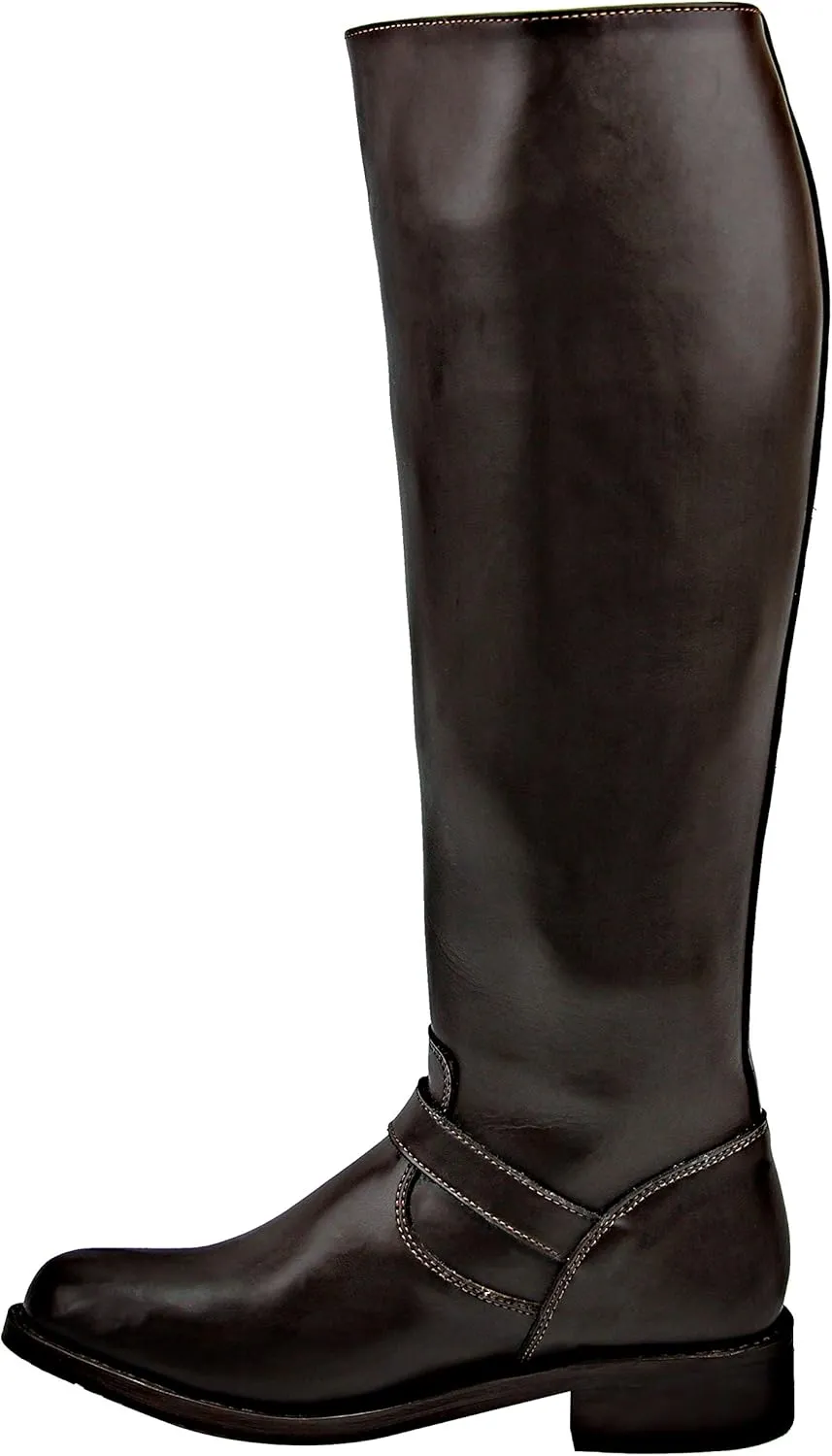 Raven Woman Ladies Motorcycle Highway Police Engineer Trooper Patrol Leather Tall Riding Boots Color Brown