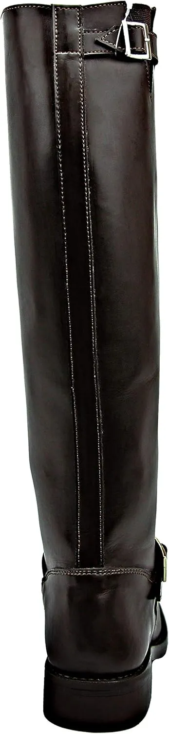Raven Woman Ladies Motorcycle Highway Police Engineer Trooper Patrol Leather Tall Riding Boots Color Brown
