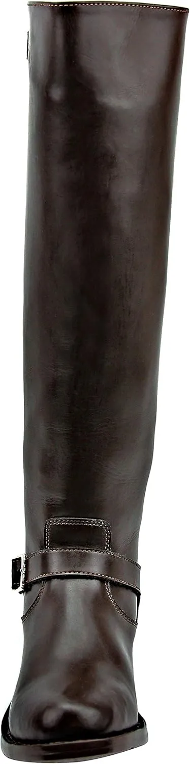 Raven Woman Ladies Motorcycle Highway Police Engineer Trooper Patrol Leather Tall Riding Boots Color Brown