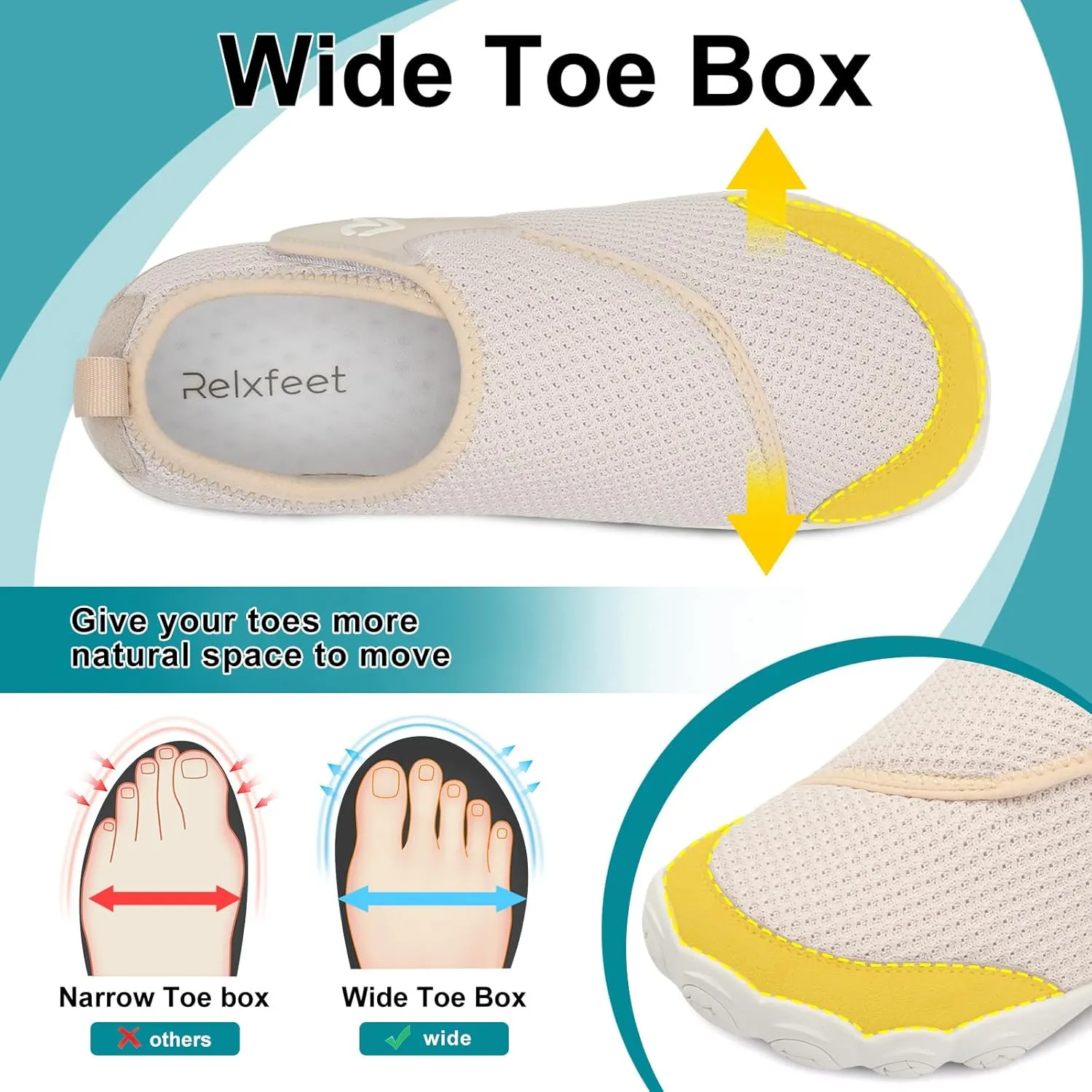 relxfeet Walking Shoes Women Men Wide Diabetic Shoes Adjustable Barefoot Shoes Zero Drop Lightweight Sneakers for Edema Swollen Feet Size 4-13