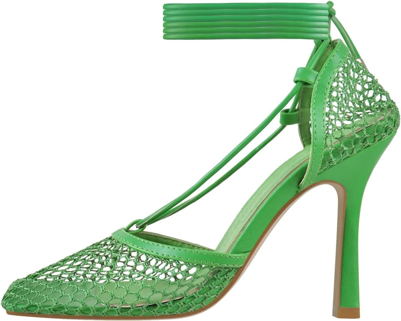 Richealnana Women's Square Toe Mesh Lace Up Strappy Sexy Sandals