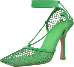 Richealnana Women's Square Toe Mesh Lace Up Strappy Sexy Sandals