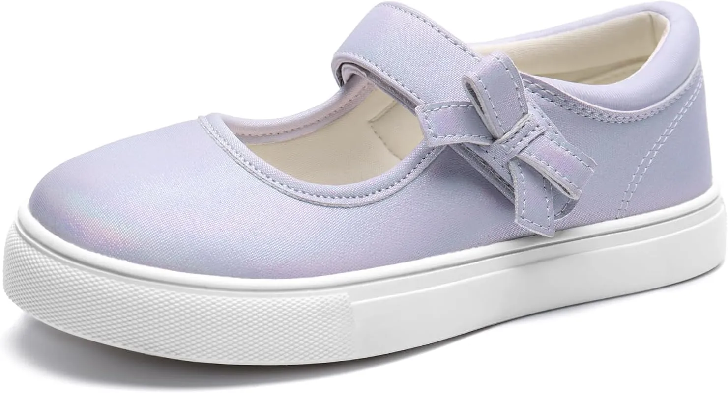 Rihero Girls Sneakers Kids School Uniform Mary Jane Shoes Casual Walking Shoes for Toddler Little Big Kids