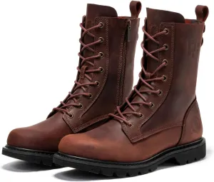 ROCKROOSTER SAP130 Mantua 8" Zipper Motorcycle Boots Combat Casual Dress Boots - Soft Toe Oiled Crazy Horse Leather Work Boots with Slip-Resistant Rubber Sole (Medium Width)