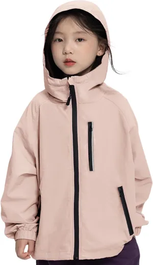 Rolanko Girls Waterproof Hooded Jacket Lightweight Raincoats for Kids Boys Windbreaker Outdoor Rain Jacket