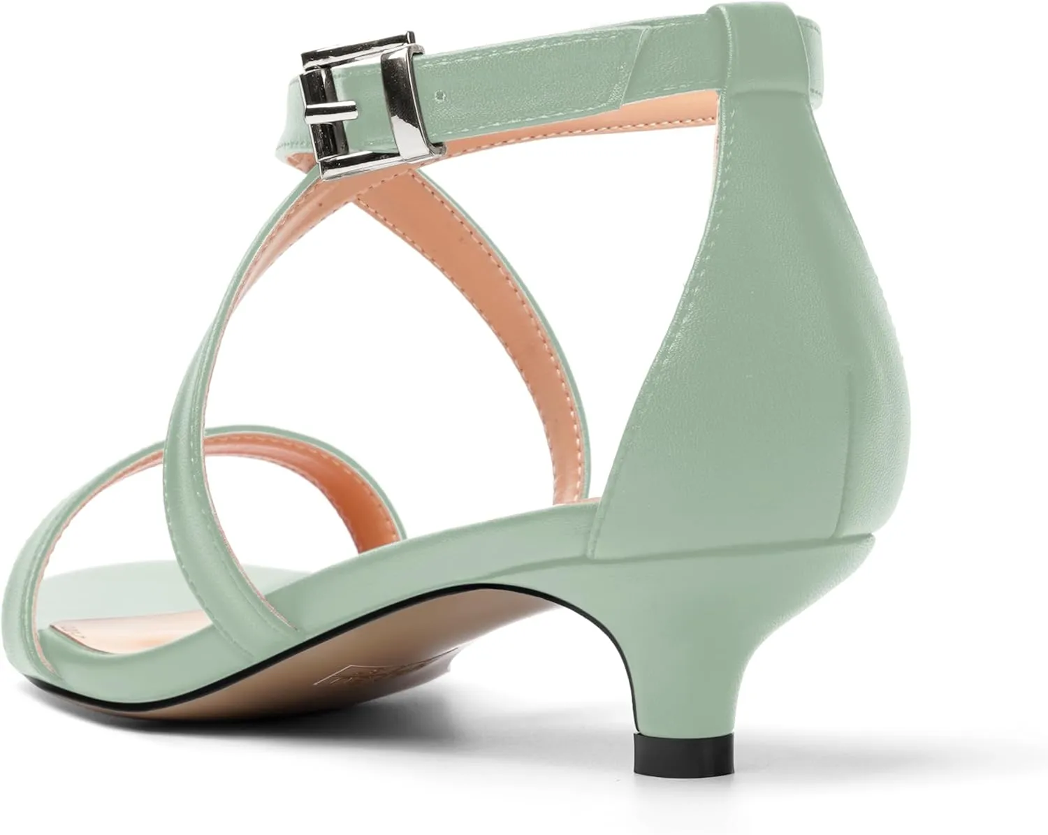 ROSERWISH Womens Matte Stylish Ankle Strap Dress Buckle Round Toe Wedding Kitten Low Heel Heeled Sandals 1.5 Inch