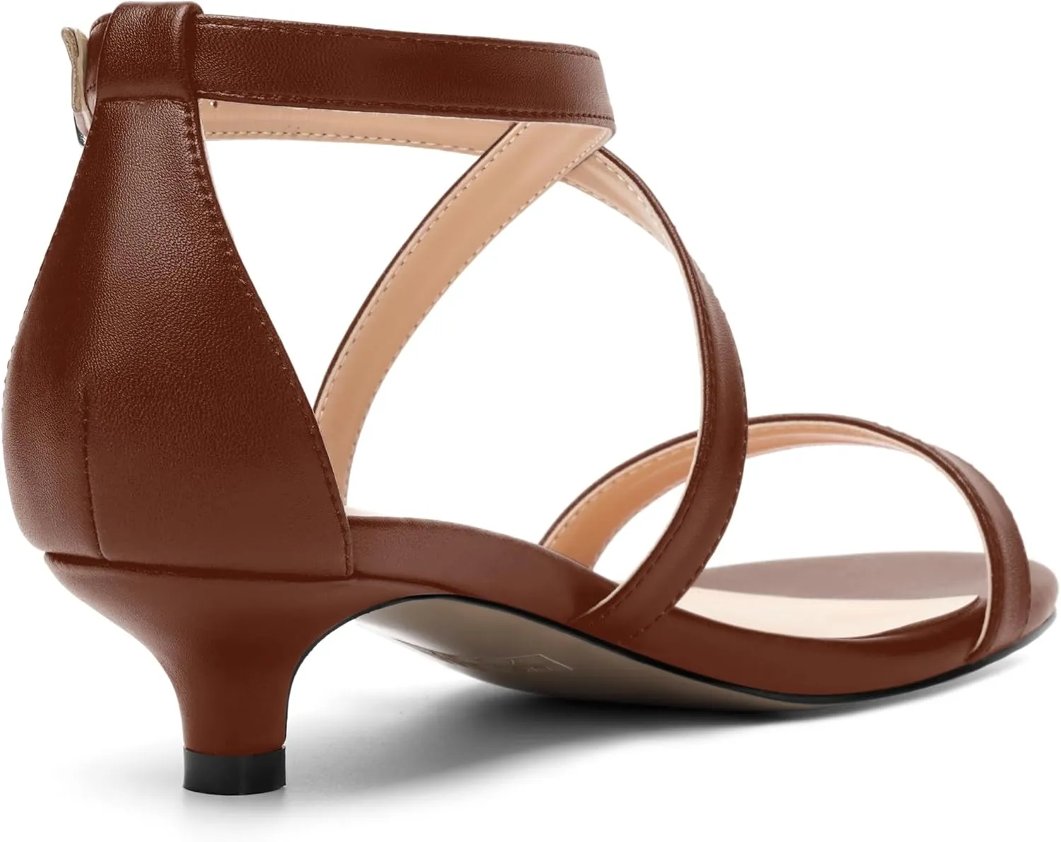 ROSERWISH Womens Matte Stylish Ankle Strap Dress Buckle Round Toe Wedding Kitten Low Heel Heeled Sandals 1.5 Inch