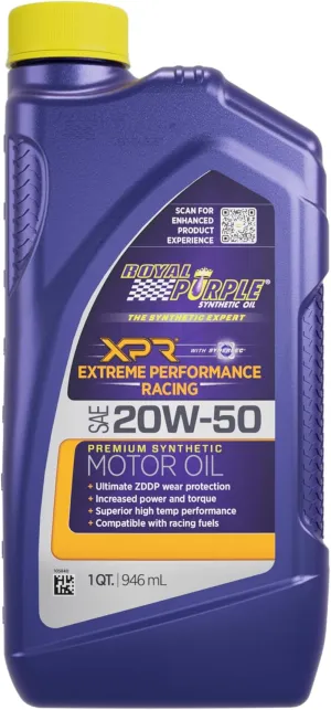 Royal Purple 01051 XPR 20W-50 Ultra-Light Extreme Performance Synthetic Racing Motor Oil -, 1 Quart (32 Ounces) (ROY01051)