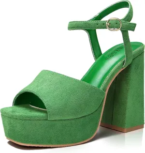 rsxses Platform Heels for Women Chunky High Heel Dress Sandals Strappy Open Toe Ankle Strap Sexy Prom Wedding Evening Party Pumps Shoes