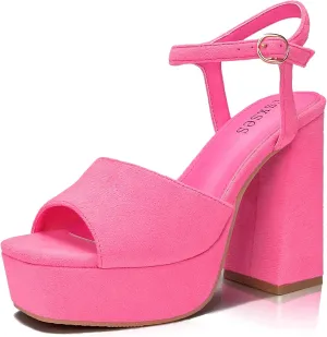 rsxses Platform Heels for Women Chunky High Heel Dress Sandals Strappy Open Toe Ankle Strap Sexy Prom Wedding Evening Party Pumps Shoes