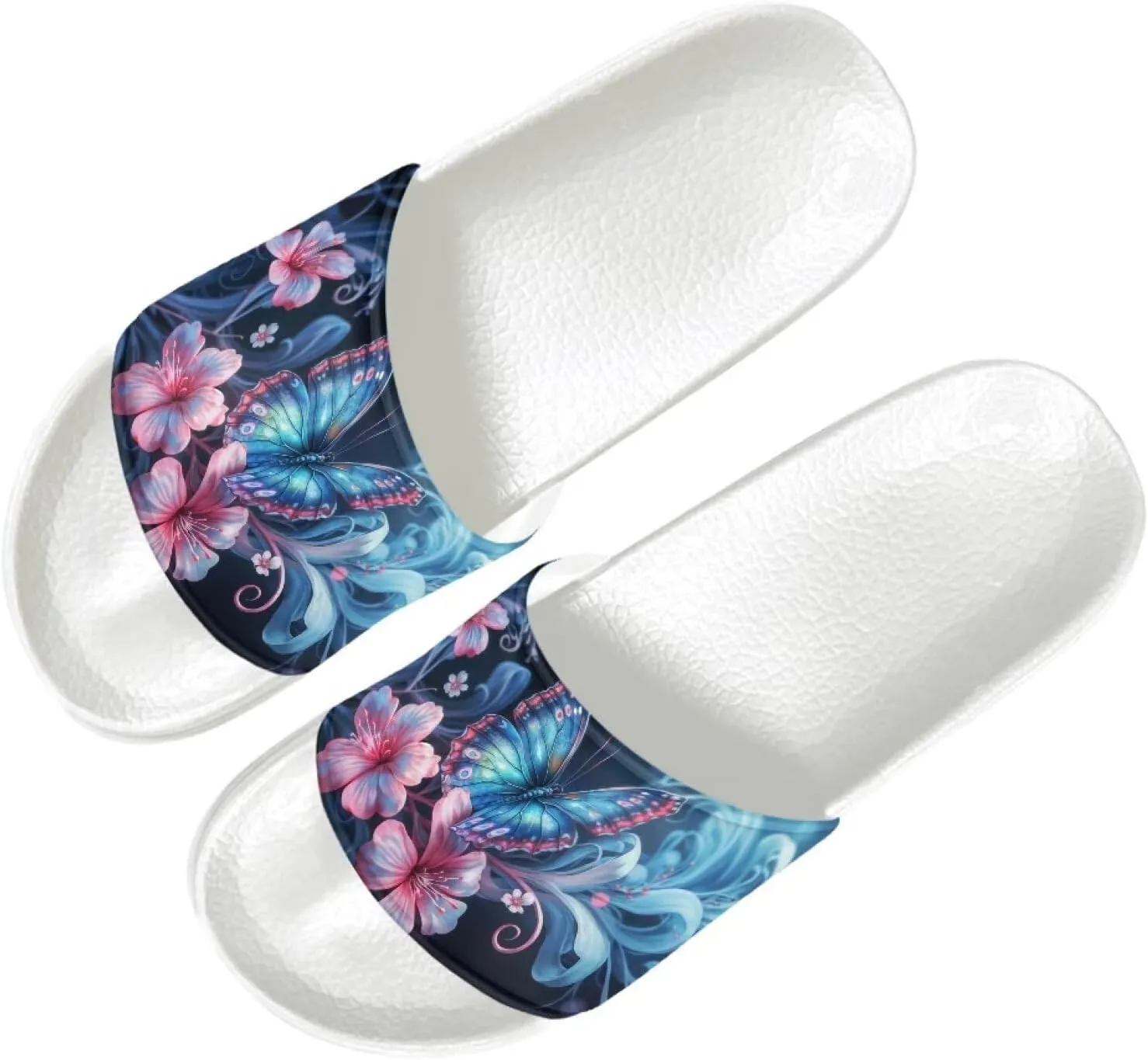 Sandals Slides for Women Non Slip Slippers Lightweight Casual Peep Toe White Sole Summer Shoes Beach Slides
