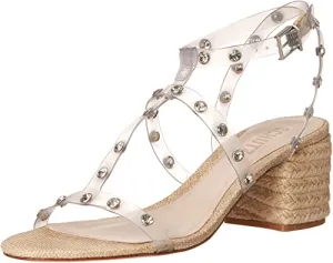 SCHUTZ Women's Flat Sandals, Transparente/Almond Buff, 6