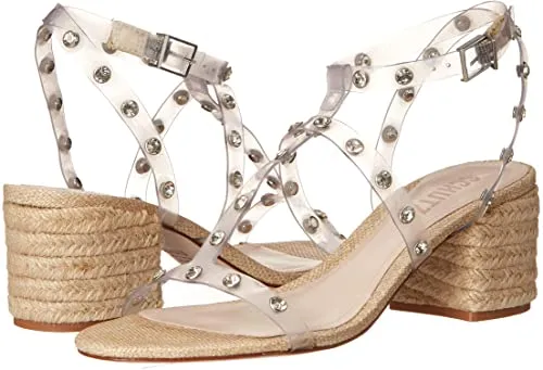 SCHUTZ Women's Flat Sandals, Transparente/Almond Buff, 6