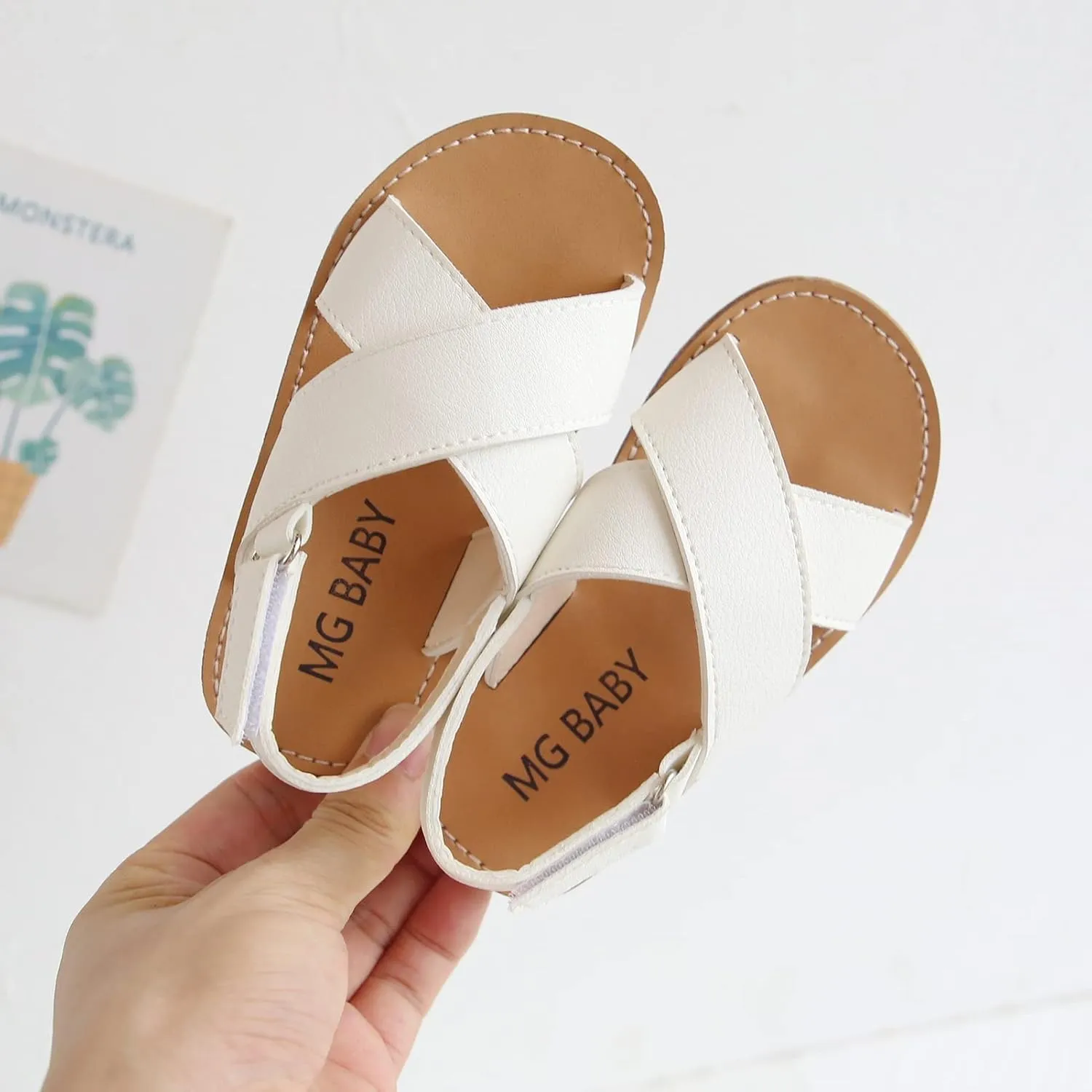 SEAUR Girls Sandals Kids Sandals Toddler Baby PU Leather Sandals Shoes Little Boys Flat Sandals Summer Outdoor