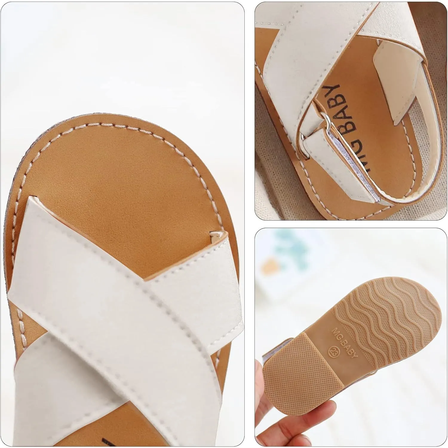 SEAUR Girls Sandals Kids Sandals Toddler Baby PU Leather Sandals Shoes Little Boys Flat Sandals Summer Outdoor