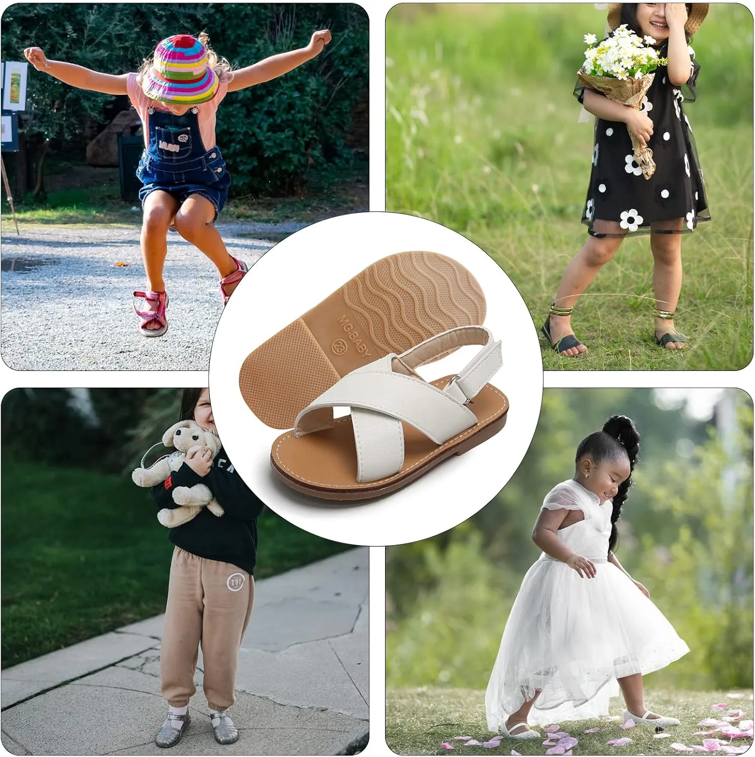 SEAUR Girls Sandals Kids Sandals Toddler Baby PU Leather Sandals Shoes Little Boys Flat Sandals Summer Outdoor