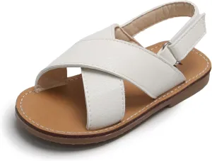 SEAUR Girls Sandals Kids Sandals Toddler Baby PU Leather Sandals Shoes Little Boys Flat Sandals Summer Outdoor