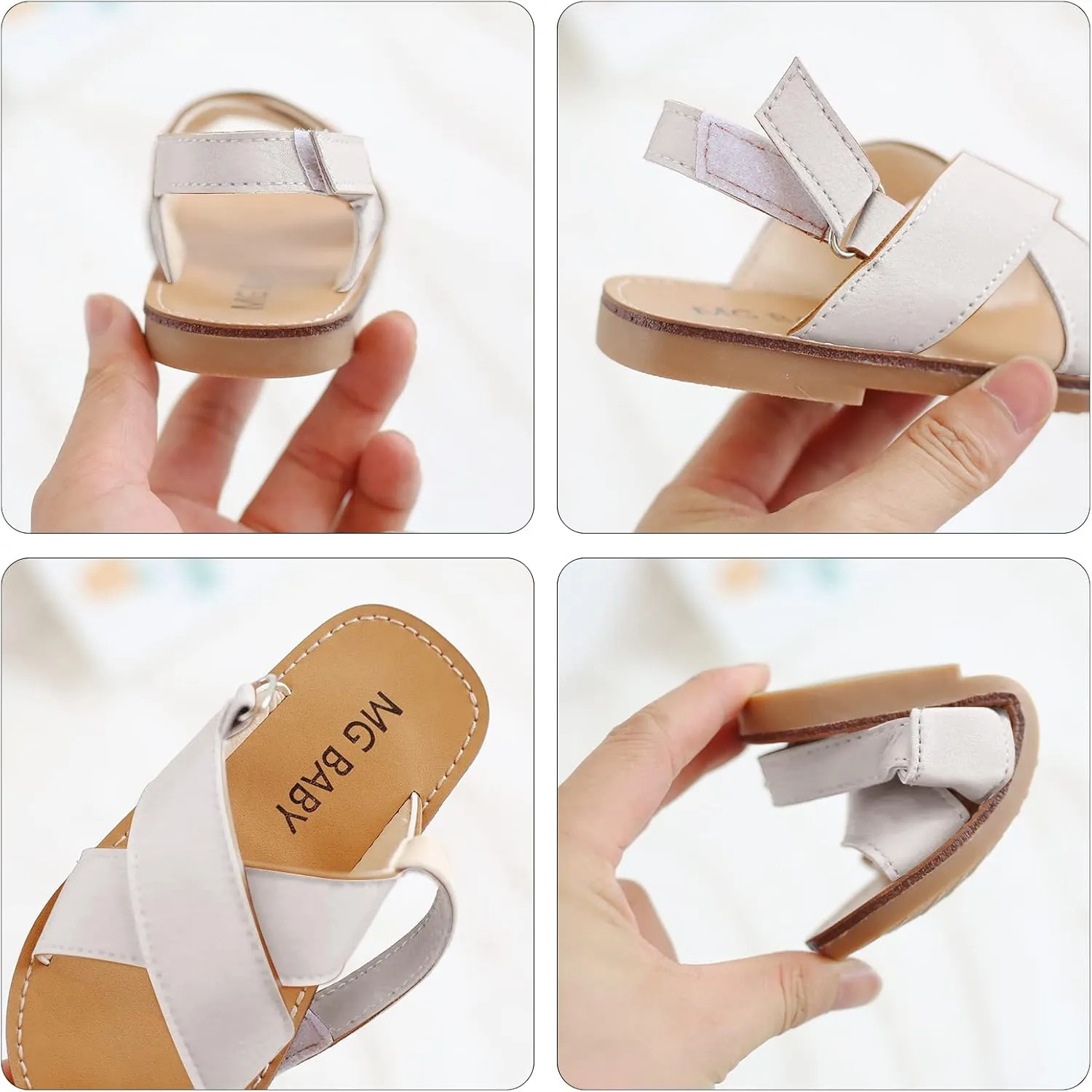 SEAUR Girls Sandals Kids Sandals Toddler Baby PU Leather Sandals Shoes Little Boys Flat Sandals Summer Outdoor