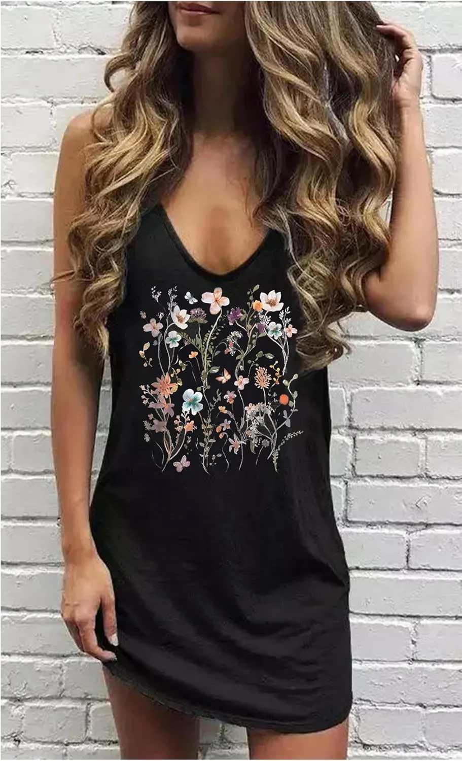 Sexy Summer Dress for Women Sun Salt Sand Graphic Mini Dress Hawaii Beach Vacation Dresses Summer Sexy V Neck Sundress