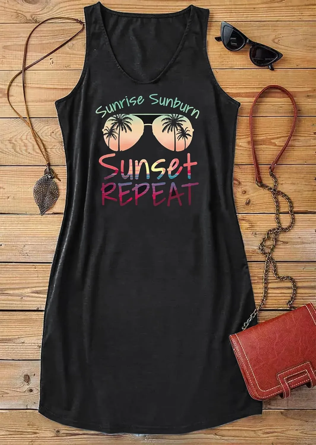 Sexy Summer Dress for Women Sun Salt Sand Graphic Mini Dress Hawaii Beach Vacation Dresses Summer Sexy V Neck Sundress