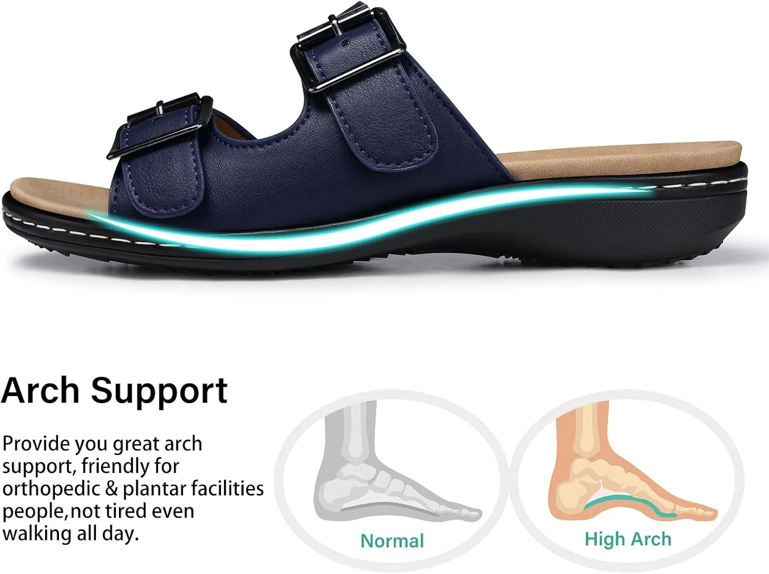 SHIBEVER Flat Sandals Women Dressy: Non Slip, Arch Support, Orthopedic, Plantar Fasciitis Comfortable Walking Sandal