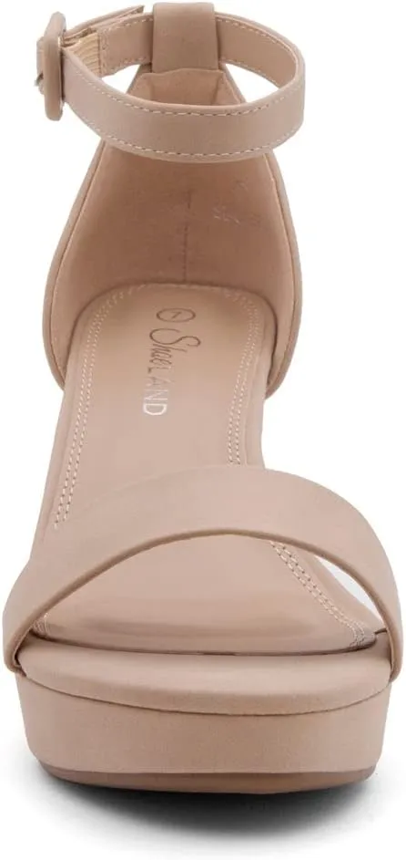 Shoe Land SL-Cabrini Women's Platform Heels, Open Toe Chunky Block Heeled Sandals with Ankle Strap – Dressy High Heel Sandals for Prom, Wedding, and Party