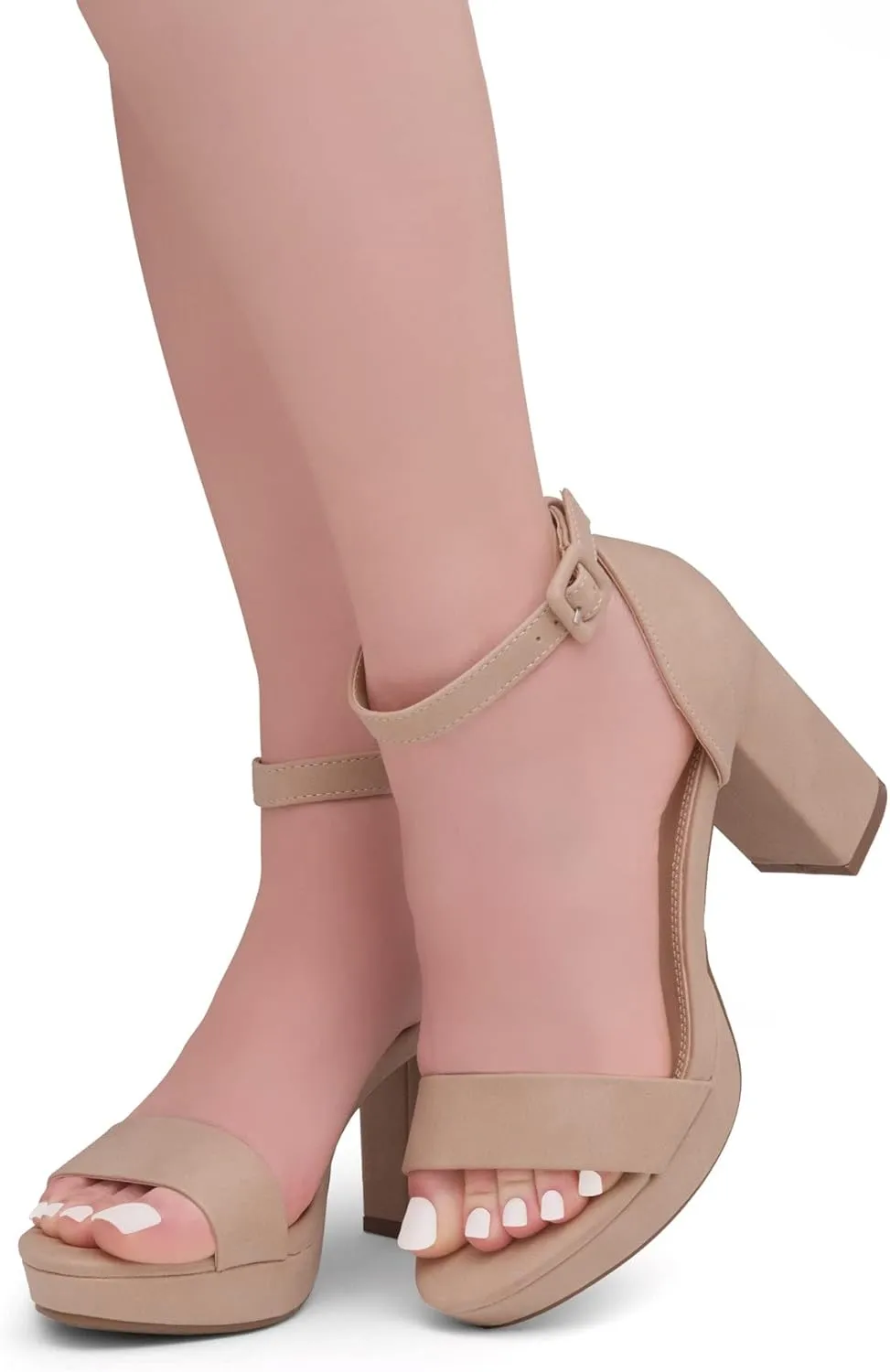 Shoe Land SL-Cabrini Women's Platform Heels, Open Toe Chunky Block Heeled Sandals with Ankle Strap – Dressy High Heel Sandals for Prom, Wedding, and Party