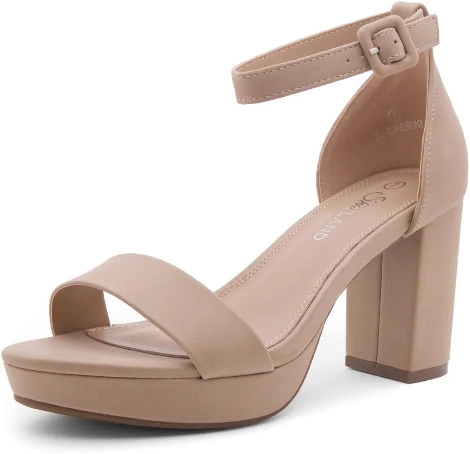 Shoe Land SL-Cabrini Women's Platform Heels, Open Toe Chunky Block Heeled Sandals with Ankle Strap – Dressy High Heel Sandals for Prom, Wedding, and Party