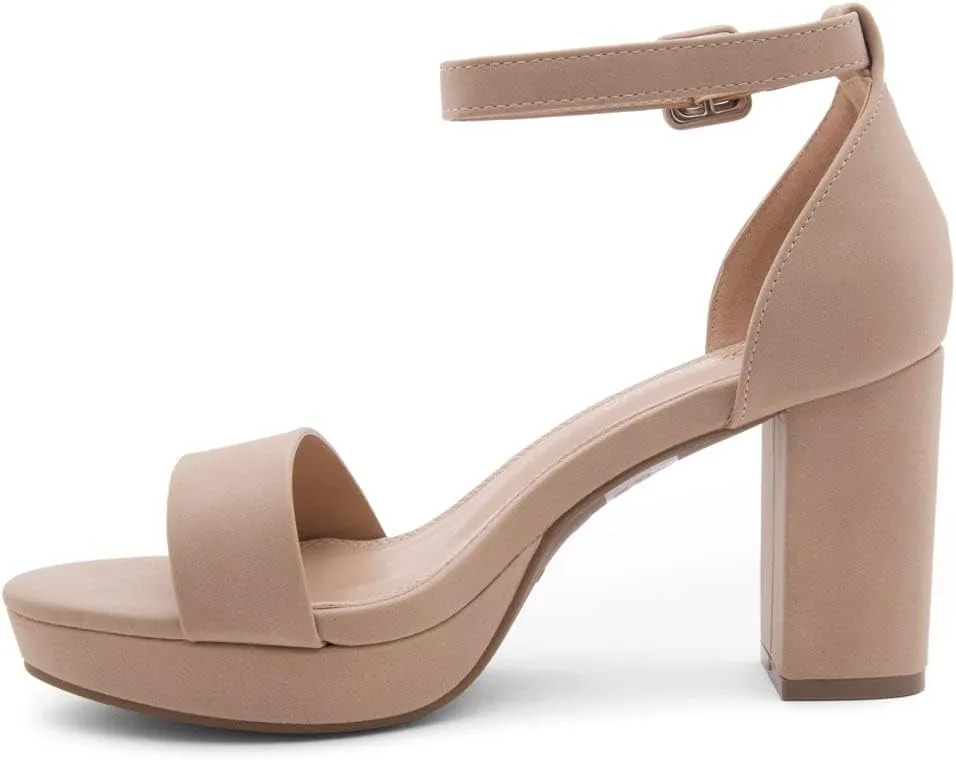Shoe Land SL-Cabrini Women's Platform Heels, Open Toe Chunky Block Heeled Sandals with Ankle Strap – Dressy High Heel Sandals for Prom, Wedding, and Party