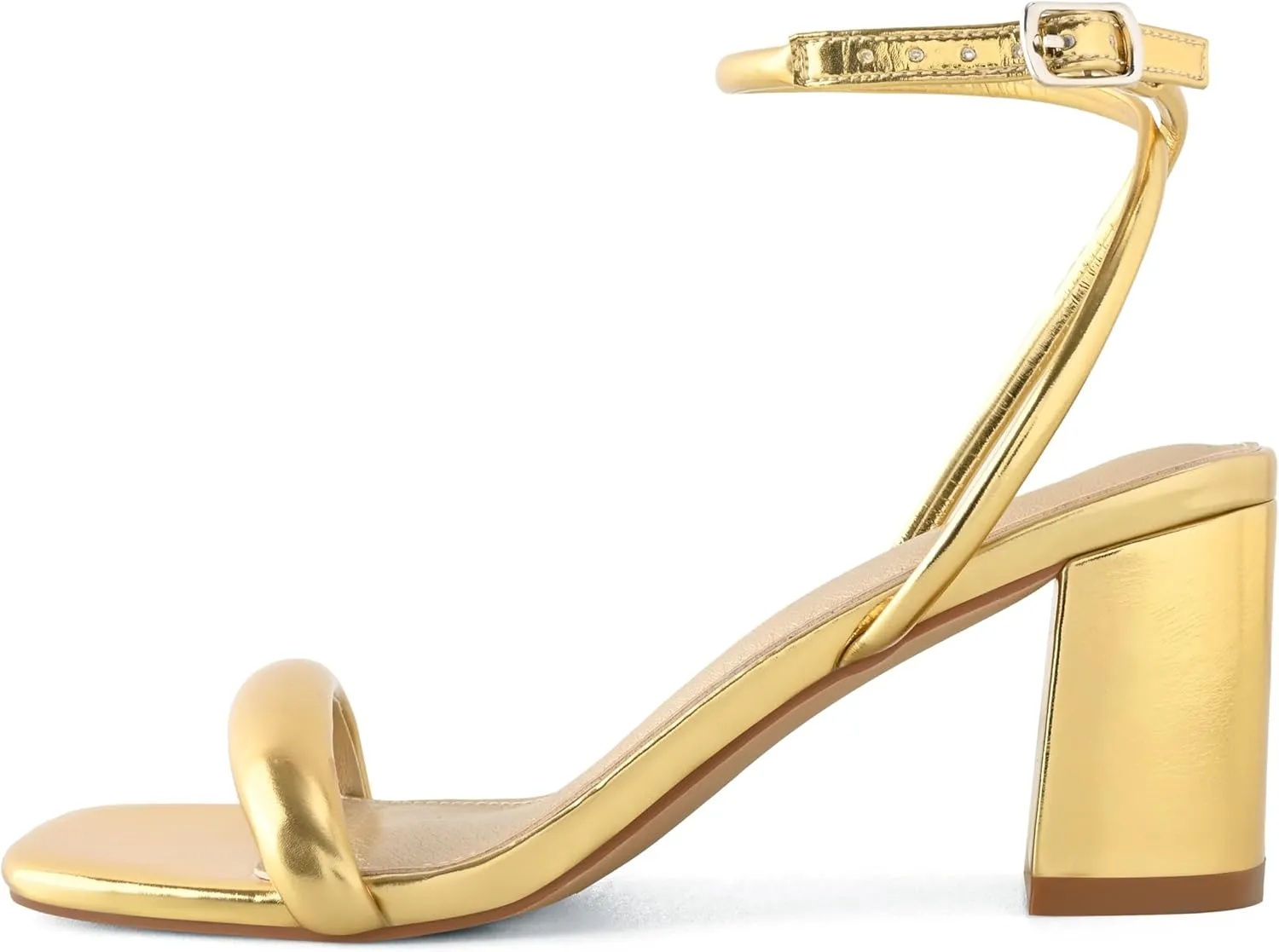 Shoe'N Tale Chunky Heels for Women Block Strappy Heeled Sandals Ankle Buckle Square Toe Comfortable Dressy Shoes