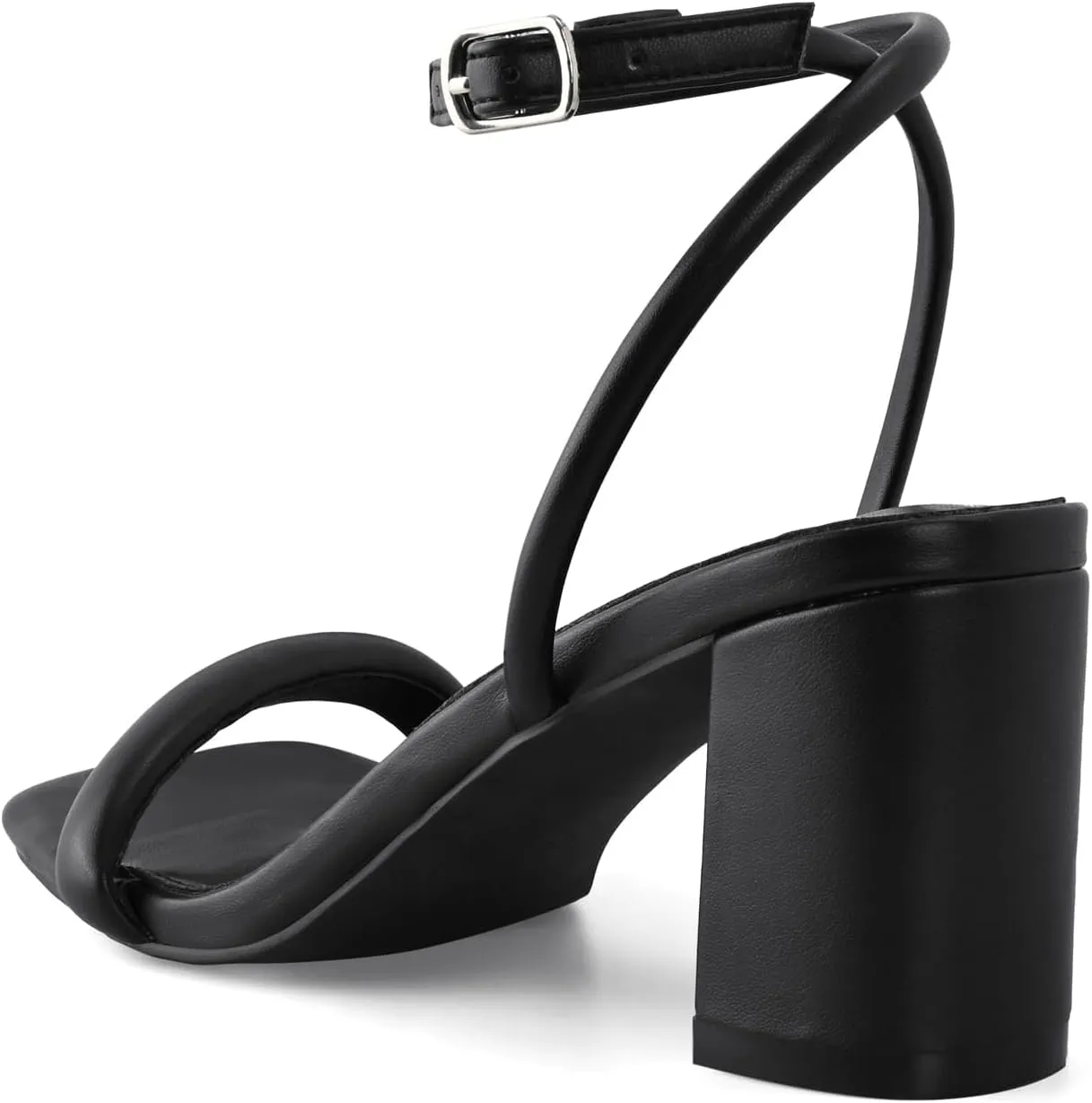 Shoe'N Tale Chunky Heels for Women Block Strappy Heeled Sandals Ankle Buckle Square Toe Comfortable Dressy Shoes