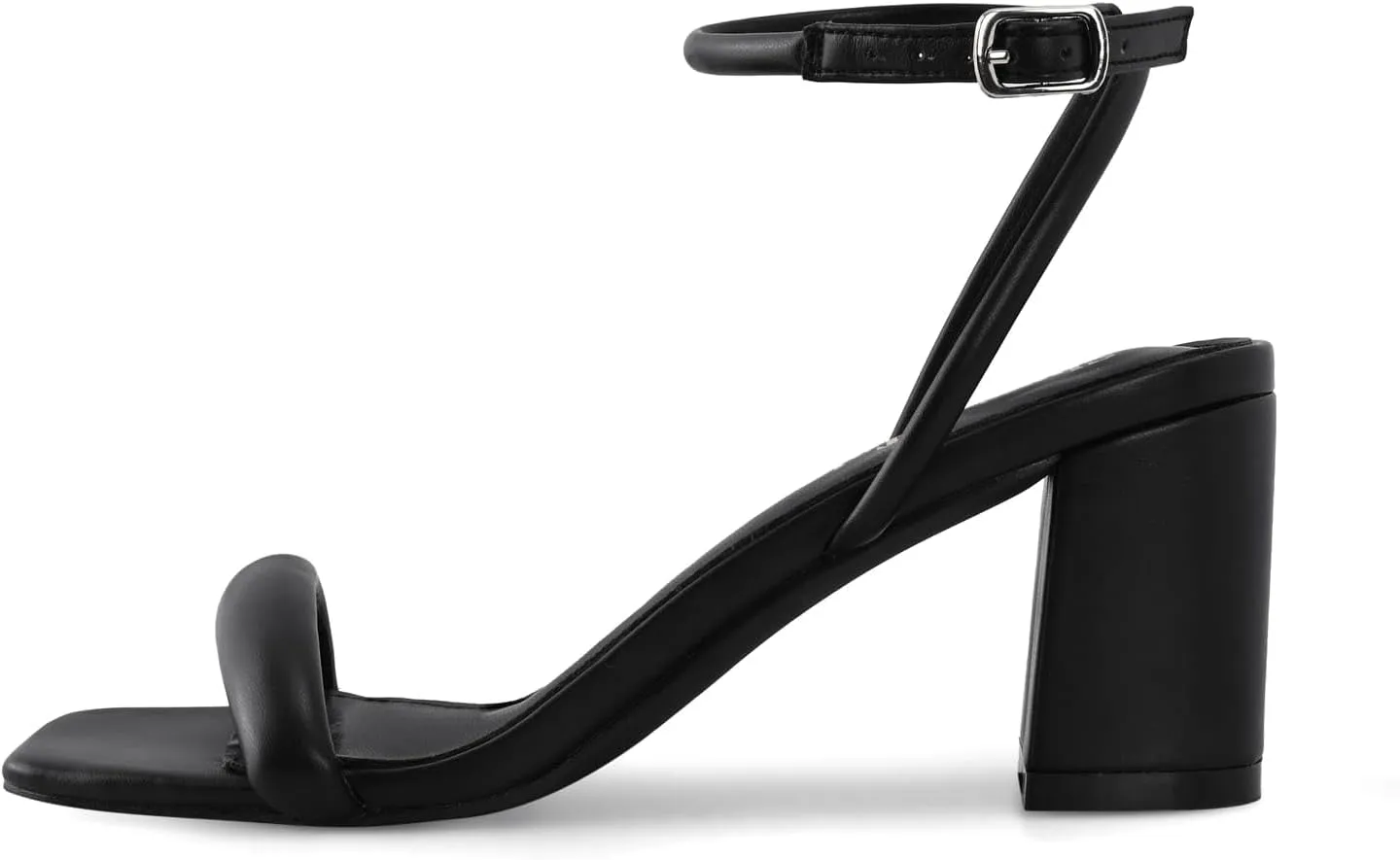 Shoe'N Tale Chunky Heels for Women Block Strappy Heeled Sandals Ankle Buckle Square Toe Comfortable Dressy Shoes