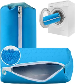 Silicone Shoe Washing machine bag, Laundry Shoe Bag For Washer And Dryer, Durable Metal Hidden Zipper Shoe Washer with No Fading or Shedding for Sneaker Gym Shoes, 2Pcs (Blue)