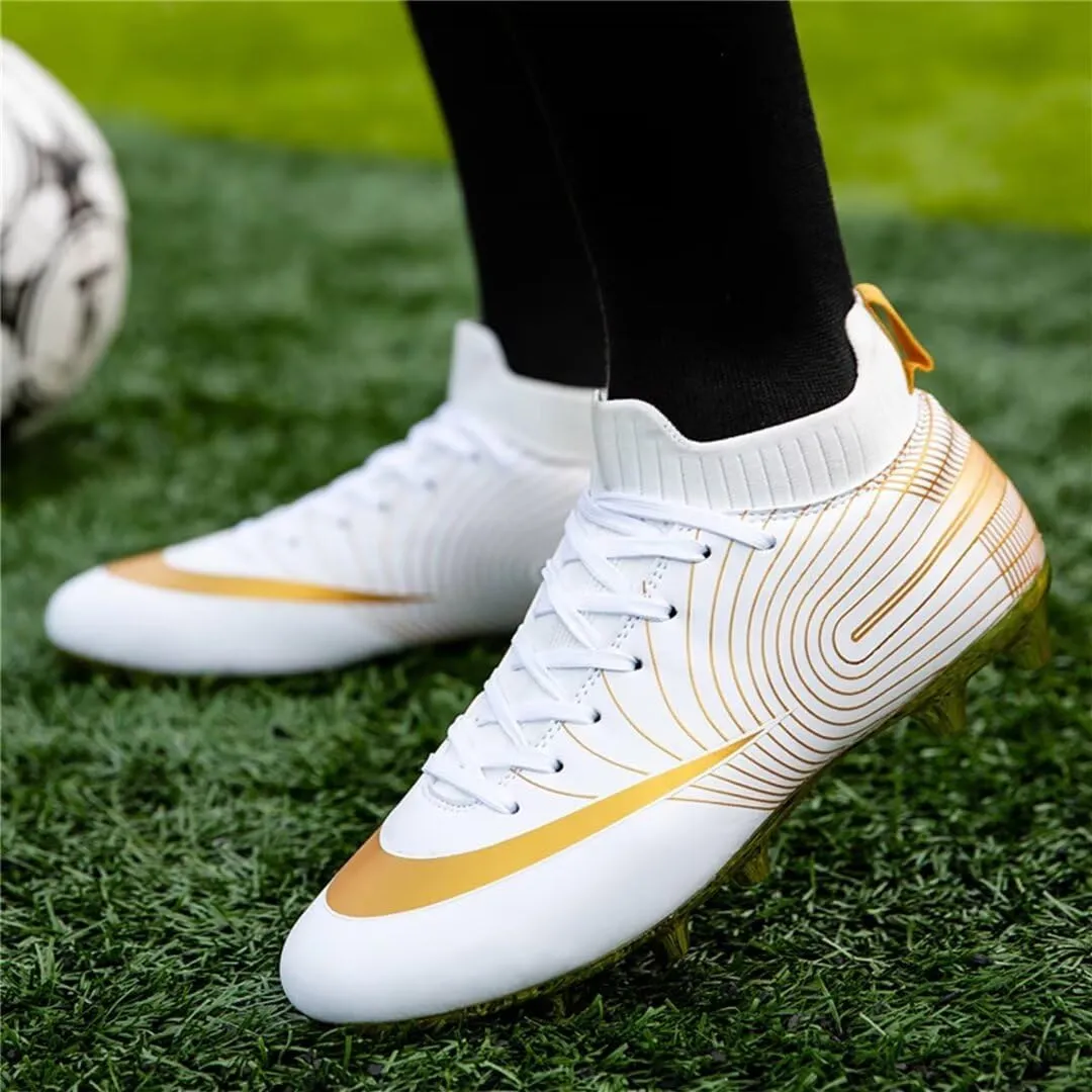 Soccer Cleats for Mens Womens Youth FG Football Boots Outdoor Comfortable Breathable Training Sneaker Shoes High Top