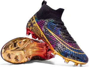 Soccer Cleats for Mens Womens Youth FG Football Boots Outdoor Comfortable Breathable Training Sneaker Shoes High Top