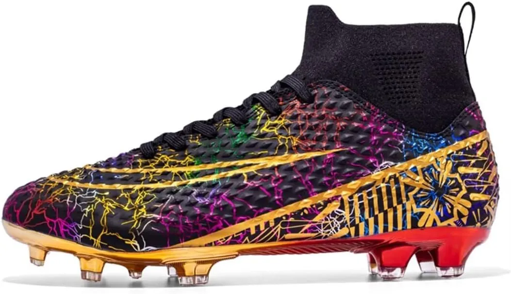 Soccer Cleats for Mens Womens Youth FG Football Boots Outdoor Comfortable Breathable Training Sneaker Shoes High Top