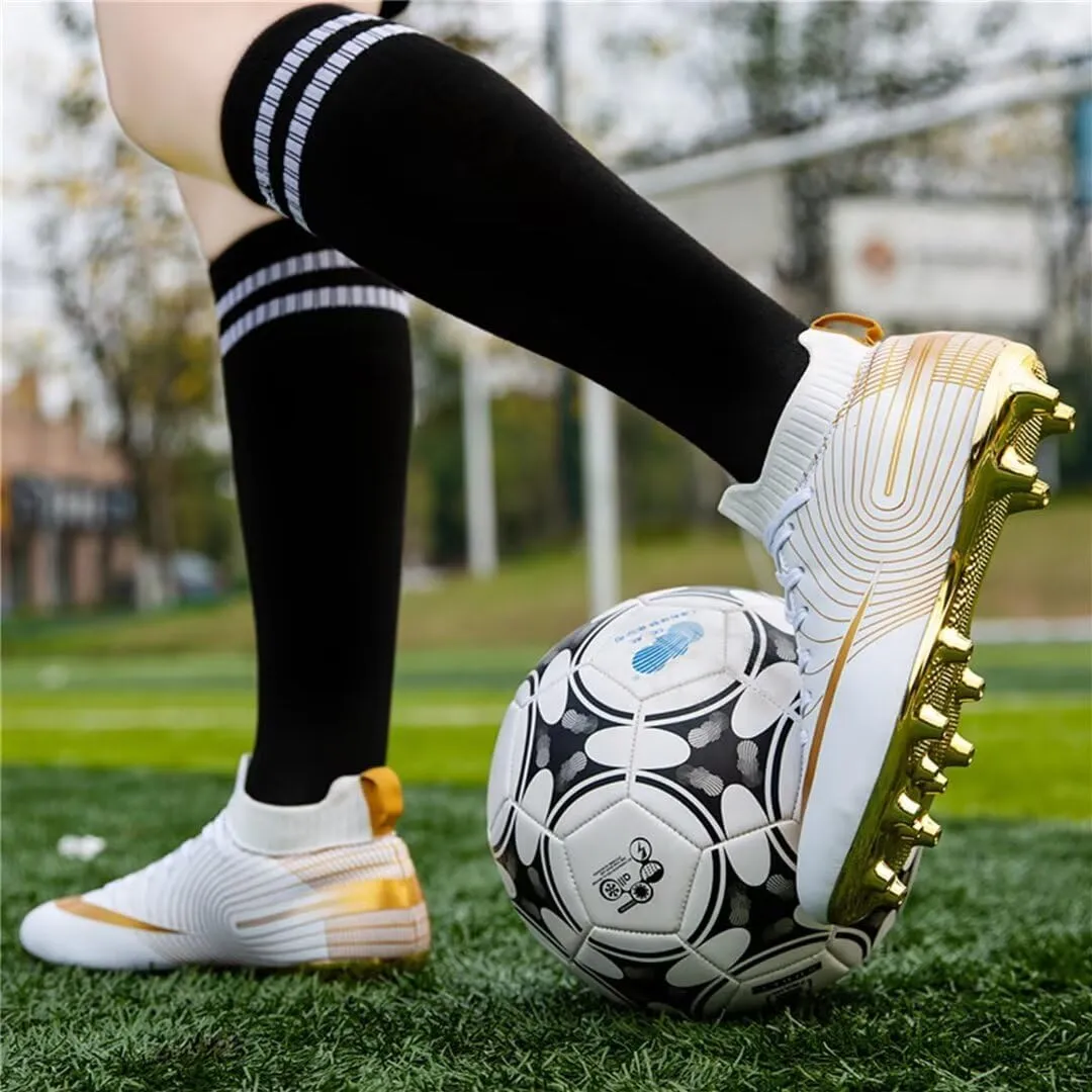 Soccer Cleats for Mens Womens Youth FG Football Boots Outdoor Comfortable Breathable Training Sneaker Shoes High Top
